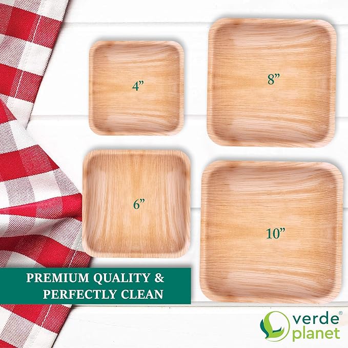 Verde Planet - 12"x10" Rect Palm Leaf Tray, USDA Certified, Compostable | Pack of 10